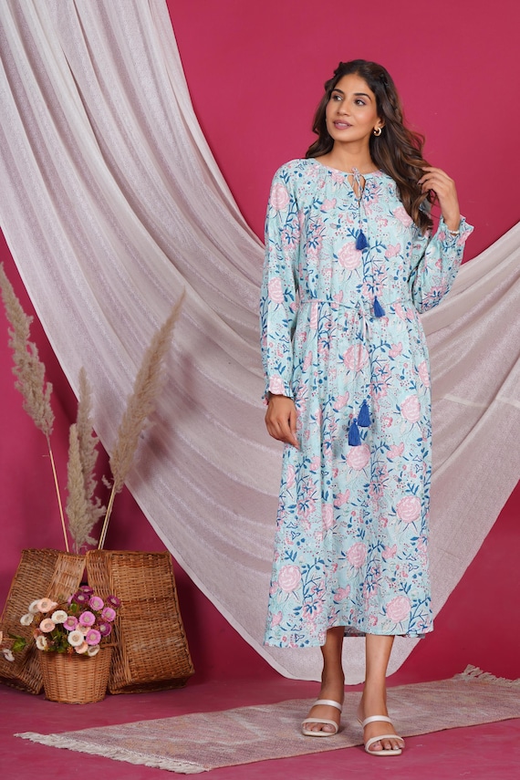 midi block print dress Sail to Sable Flutter Sleeve Midi Dress
