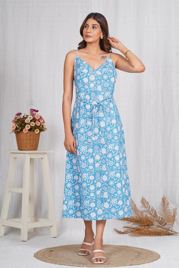 knee length dresses for ladies Baltic Born Womens Spell Boho Midi Dress | White + Sage main image 1