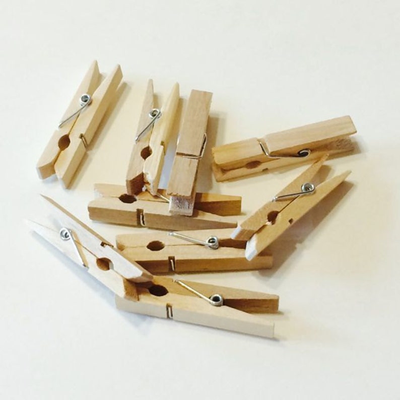 25 Mini Clothes Pins 1 3/4 Inch Clothes Pins Unfinished for Etsy