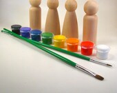 Wedding Cake Topper - Paint it Yourself Kit - DIY Wood Peg Doll Painting Set