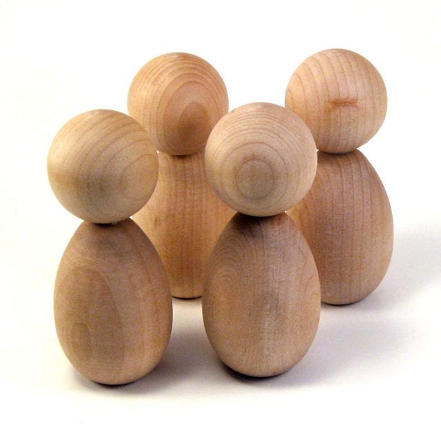 Kokeshi Dolls - Four Medium Figures- Ready To Paint DIY Wooden Dolls