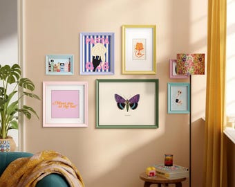 Whimsical Multicolor Gallery Wall Picture Frames, Modern Playful Maximalist 4x6 &5x7 Photo Frames Set for Home | Wall Decor (Single/Set)