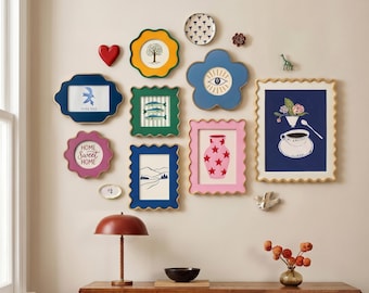 Collezione di cornici smerlate Mix & Match / Set da parete galleria Boho, cornici eclettiche 4x6 5x7 8x10, regalo unico per gli amanti dell'arredamento.