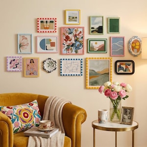 Modern Boho Photo Wall Gallery Set, Colorful Picture Frames for Wall Decor, Aesthetic Gallery Wall Art Kit Frames Set for Home, Gift for Her