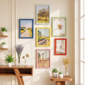 Colorful Beaded Border Picture Frames Multi-Color Photo Display Wall /Desktop Unique Handcrafted Customized Personalized Birthday Gift