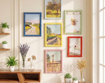 Whimsical Beaded Edge Gallery Wall Picture Frame Set, Multicolor Bubble Border Photo Frames for Desktop & Home Wall Decor(4x6/5x7 Sigle/Set)