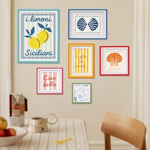 Scalloped Picture Frames | Colorful Wall Gallery Set or Single Frame | Retro Coastal Home Decor for Living Room, Kitchen & Gifts