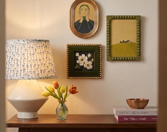 Cuadro decorativo vintage de estilo campestre francés, decoración estética para habitaciones con un toque coqueto, lámina de retrato al óleo de estilo antiguo, marco de mesa o escritorio.