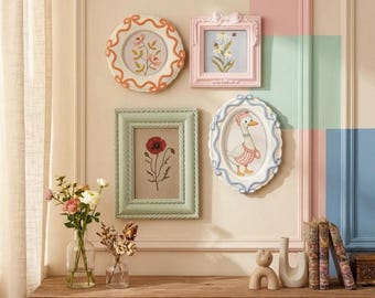 Colorful Picture Frame Set of 4 - Multiple Styles (4x4/4x6) witih Cute Wall/Tabletop Photo Frame for Home Decor