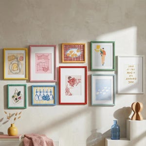 Colorful Beaded Gallery Wall Frame, Multi Size Wall Hanging & Tabletop, Boho Retro Funky Eclectic Home Decor