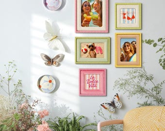 Colorful Bubble Bead Picture Frames, Whimsical Border Photo Frames for Gallery Wall | Boho Home Decor (4x4/4x6/5x7), Desktop & Gifting