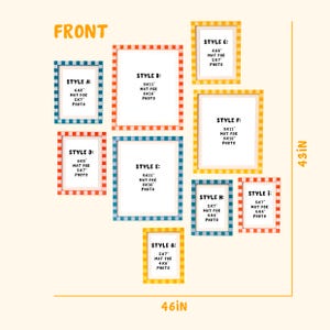 Colorful Gingham Border Picture Frame Set, Dual Tabletop | Wall Mount, Multicolor And Size Checkered Photo Frames for Home & Holiday Decor image 4