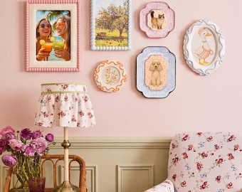 Whimsical Shaped Picture Frames (4x4/4x6/5x7), Coquette Aesthetic Gallery Wall Frame for Room Decor, Romantic Wall Decor for Girls Bedroom