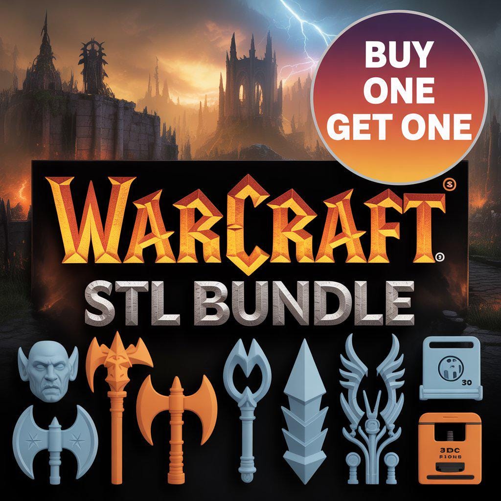Mega Warcraft STL Bundle |  Warcraft 3D Models | WoW Characters, Creatures, Armor, Dioramas | 3D Print Files | Instant Download
