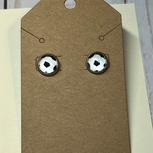 Soccer Stud Earrings, Soccer Mom, Soccer Ball Earrings, Stainless Steel Earrings, Sports Earrings