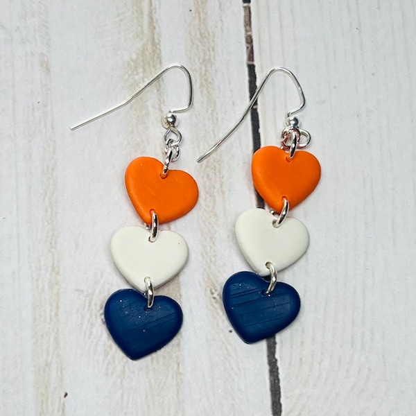 Handmade Heart Earrings, Houston Astros, Team Colors, Space City, Major League Baseball, Polymer Clay