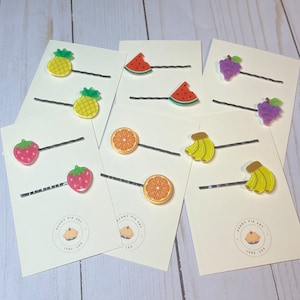 Fruit Bobby Pins, Set of 2, Girls Hair Accessory, Summer Hair Accessories