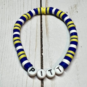 Pitt Beaded Stretch Bracelet, Adult and Kids Sizes, Pittsburgh Panthers, College Jewelry