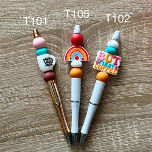 Teacher Pen, Coffee Pen, Rainbow Pen, Beaded Pen, Journaling Pen, Teacher Gift, Friend Gift