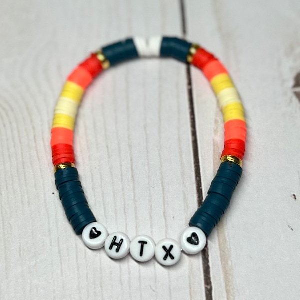 Customize Your Houston Astros bracelet, blue and orange, Love HTX, Space City