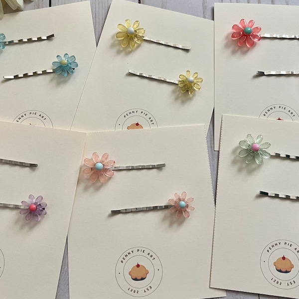 Daisy Flower Bobby Pins; Set of 2; You Choose Color