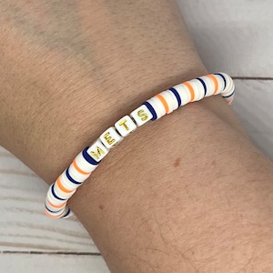 New York Mets Stretch Bracelet, Kids and Adult Sizes, Baseball Jewelry, Mets gift, MLB