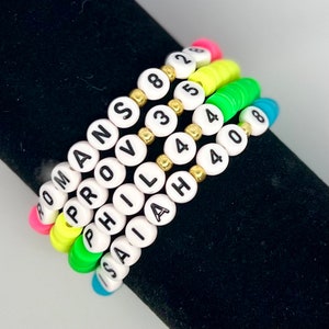 Neon Custom Bible Verse Beaded Bracelet, Inspirational Bracelet, Religious Bracelet, Christian Jewelry