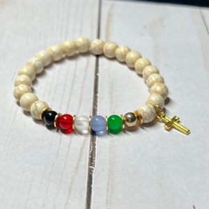 Salvation Stretch Bracelet with Gold Cross, Christian Jewelry, Faith Bracelet, Gospel, Prayer Bracelet
