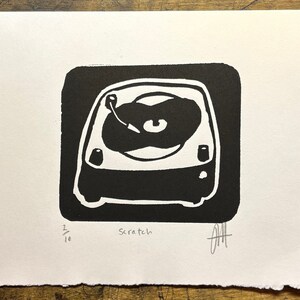 Handmade - Record Player - Artwork Linocut