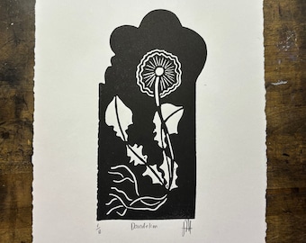 Handmade - Dandelion - Artwork Linocut