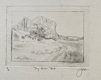 Original Dry River Bed Etching Print – Intaglio Landscape Nature Artwork