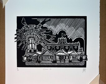 Handmade Jersey Shore Linocut Print – Asbury Park, Ocean Grove, Point Pleasant