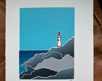 Handmade - Up and Up - linocut artwork