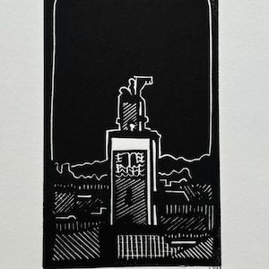 handmade - Marrakesh Rooftops - linocut artwork
