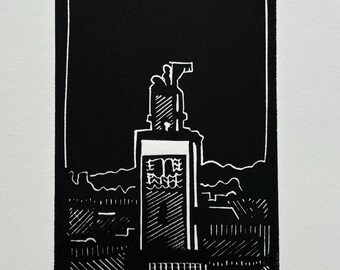 handmade - Marrakesh Rooftops - linocut artwork