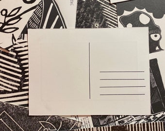 Hand Printed Recycled Cotton Paper Postcards - Set of 8