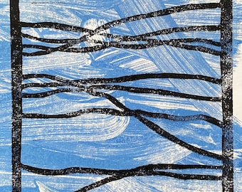 Handmade - Glassy - monotype linocut artwork