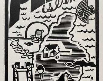 Original - COMMISSIONED PIECE - linocut - wood engraving - custom artwork