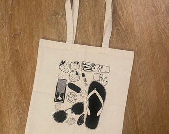 Handmade - Beach tote - original artwork