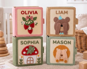 Personalized Felt Quiet Book, Custom Name Montessori Busy Book, Baby Sensory Activity Toy, First Birthday Gift, Travel Toys for Toddlers