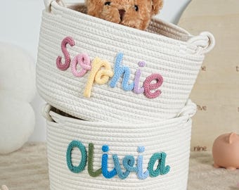 Personalized Handmade Basket, Handmade Baby Gift Basket, Storage Basket, Newborn Gift, Custom Nursery Gift, Toy Organizer, Custom Baby Gift