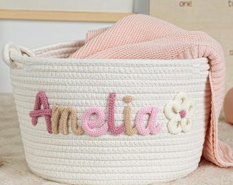 Personalized Baby Basket, Baby Shower Gift Basket, Printed Baby Basket, Storage Basket, Embroidered Basket, Custom Baby Gift, Toy Organizer
