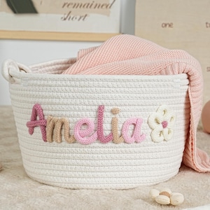 Cesta personalizada hecha a mano, cesta de regalo para bebé hecha a mano, regalo para bebé, regalo personalizado para guardería, regalo para baby shower, cesta de almacenamiento, organizador de juguetes