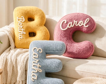 Personalized Letter Pillow, Custom Name Pillow, Alphabet Cushion for Nursery, Kids Room Decor, Baby Shower Gift