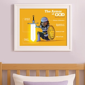 Armor of God Poster for Kids Printable Design | Teach Biblical Faith | Christian Wall Art for girls | 11x14 Digital Download
