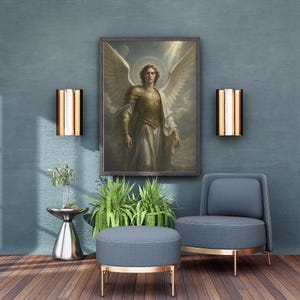 Lámina artística de Arcángel / Arte mural de fantasía angelical / Póster digital descargable / Decoración celestial / Obra de arte imprimible en alta resolución