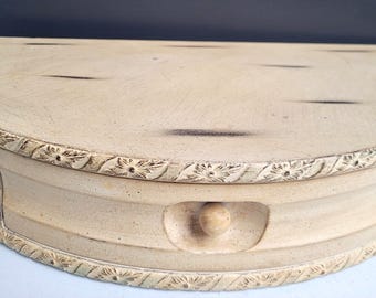 Vintage Style Wall Shelf with Drawer, Shabby Chic Half Moon Table, French Country Entryway Shelf, Wall Console, Cottage Decor