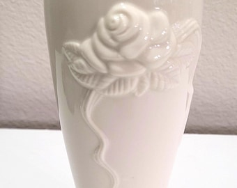 Lenox Ivory Rose Bud Vase with Gold Trim-Vintage Elegant Porcelain