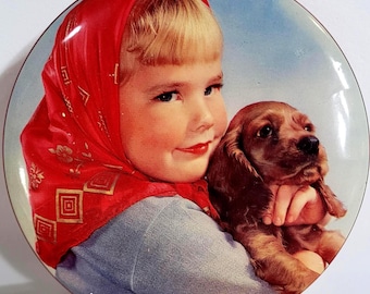 Vintage Thorne's Toffee Tin – 1950s Advertising Tin with Girl & Puppy