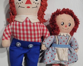 Raggedy Ann and Andy Mini Dolls Set Knickerbocker Vintage Rag